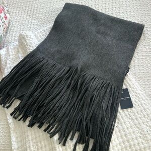 lucky brand scarf. poly/acrylic blend. grey, NWT.